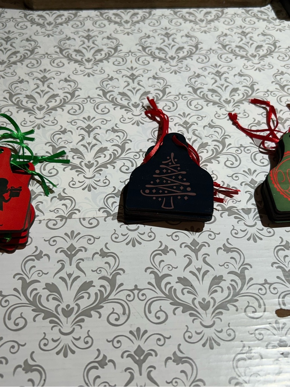 Navy Blue Wooden Christmas Tree Gift Tags ornaments